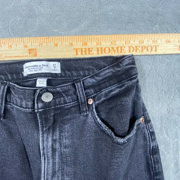 Abercrombie & Fitch 90s Ankle Straight Jeans Womens Sz 4‎ Ultra High Rise Rips - Image 8