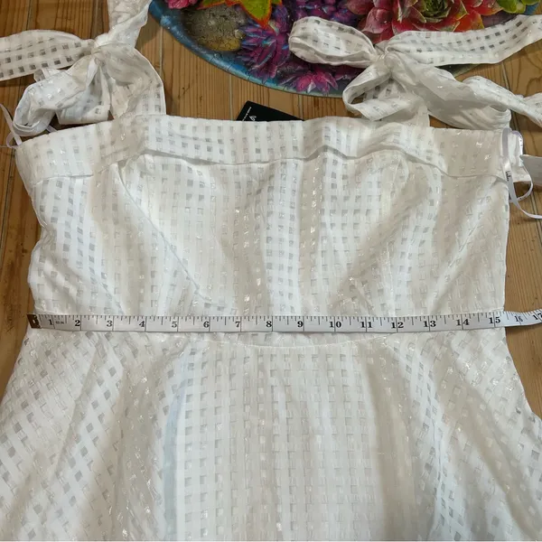 Lulus Forever Darling White Gingham Tie-Strap Mini Dress – Size Large– NWT - Image 7