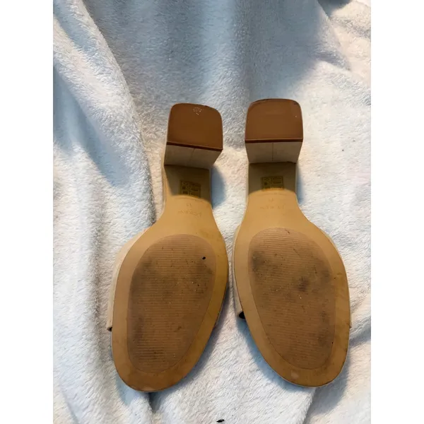 J.Crew‎ Block Heel Slide Sandals Suede Beige Minimalist Neutral Size 11 - Image 9