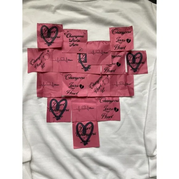 Women's White Sweatshirt with Heart Sticker Print Graphic, XS, Long Sleeve New‎ - Image 5