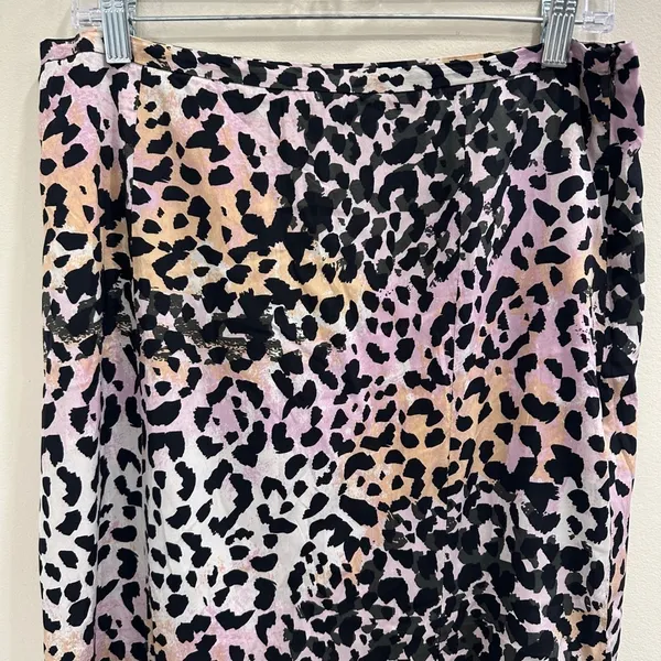 Veronica Beard Diane Stretch‎ Silk Leopard Print Midi Slip Skirt Lilac Multi 10 - Image 3