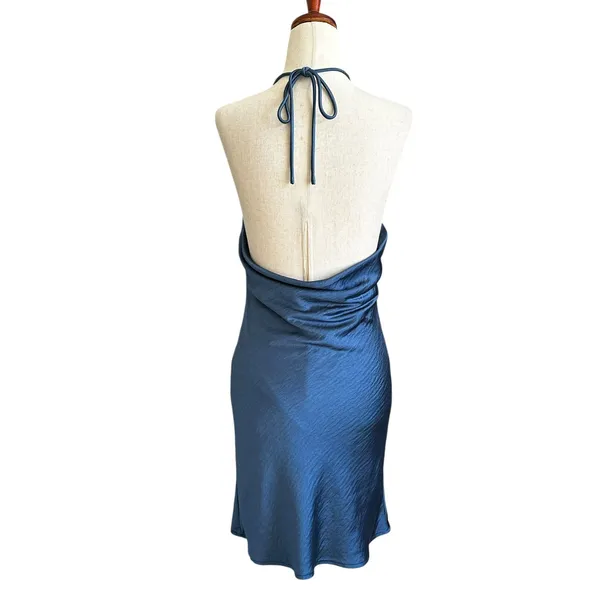 Hello Molly Blue Lined Open Back Halter Dress Women's Size 4 | 48-55 - Image 2