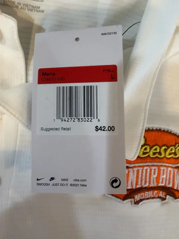 Nike Reese Senior Bowl White Polo Size L - Image 5