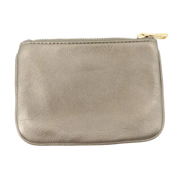 Marc Jacobs Soft Pebble Leather Platinum Colored Zip Top Coin Purse Wallet - Image 3