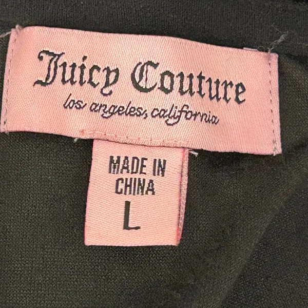 Vintage Juicy Couture Black Velour Zip Up Hoodie Rhinestone Y2K Womens Large - Image 7