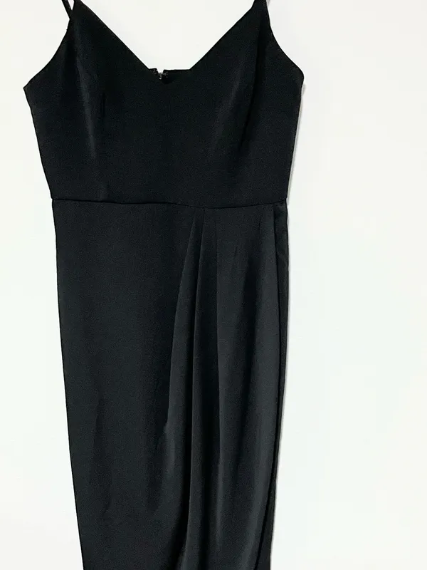 Lulu's Black Spaghetti Strap Wrap Midi Dress - Image 5