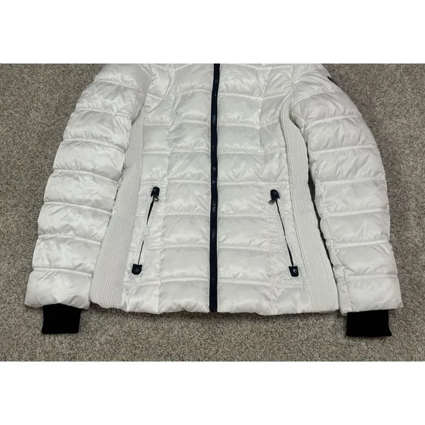 Nautica White Puffer Jacket Faux Fur Hood Quilted Winter Coat Size Small - Image 6