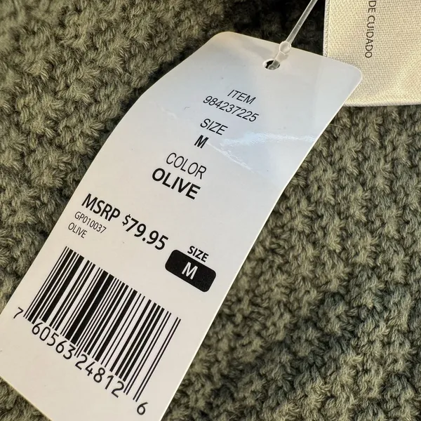 GAP Olive Green Textured Cotton Open Front Longline Cardigan Sweater Size M NWT - Image 10