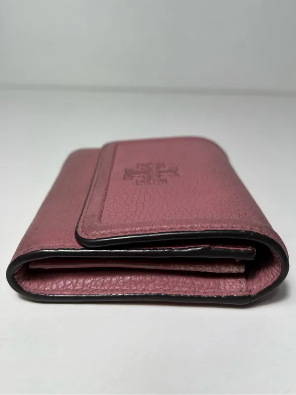 Tory Burch McGraw Pink Pebbled Leather Trifold Compact Mini Wallet - Image 7