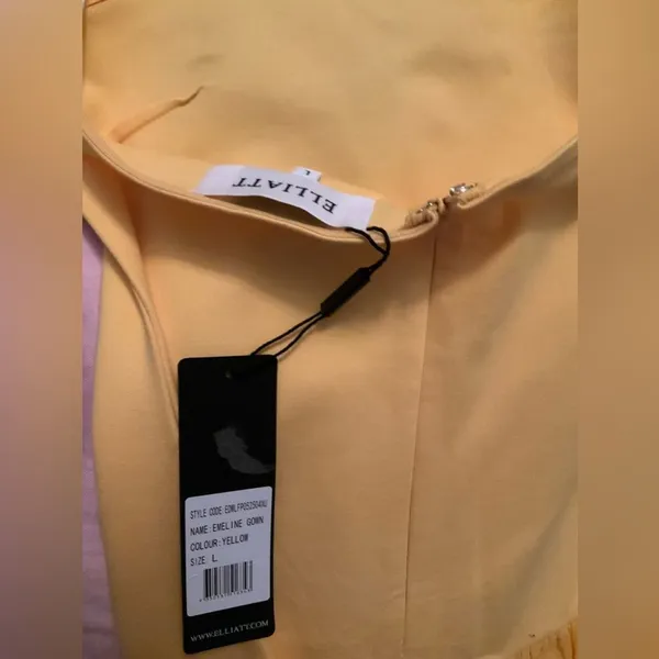 NWT Elliatt Yellow Strapless Drop Waist Maxi Gown Dress Size L - Image 13