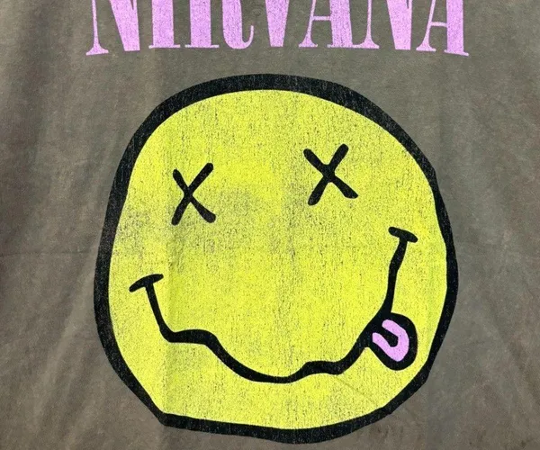 Nirvana Never Mind mineral wash Smiley Face Tshirt size large - Image 2