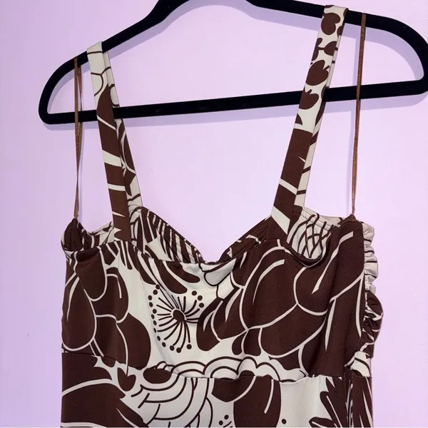 Y2K Jonathan Martin Retro Japanese Floral Maxi Babydoll Dress Women M Neutral - Image 5