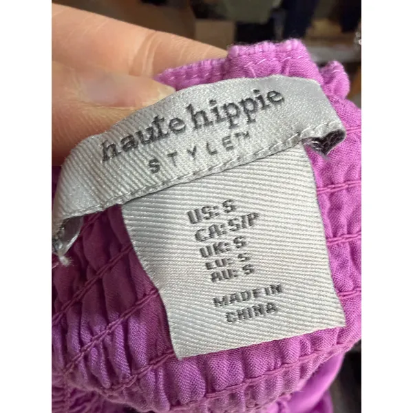 Haute Hippie Style Maxi Dress Womens S Purple Tiered Boho Cottagecore Bow Back‎ - Image 5