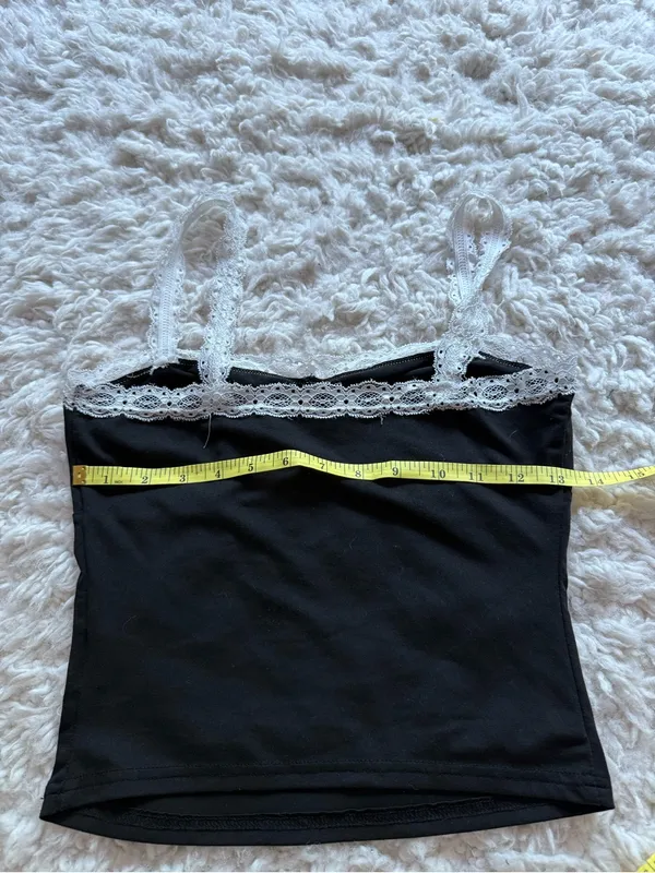 Black Lace-Trim Cami Top - Image 4