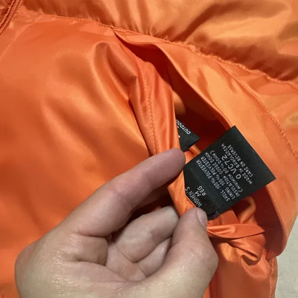 L.L.Bean Vest Women's Medium Orange Navy Reversible Down Puffer Full Zip Outdoor - Image 4