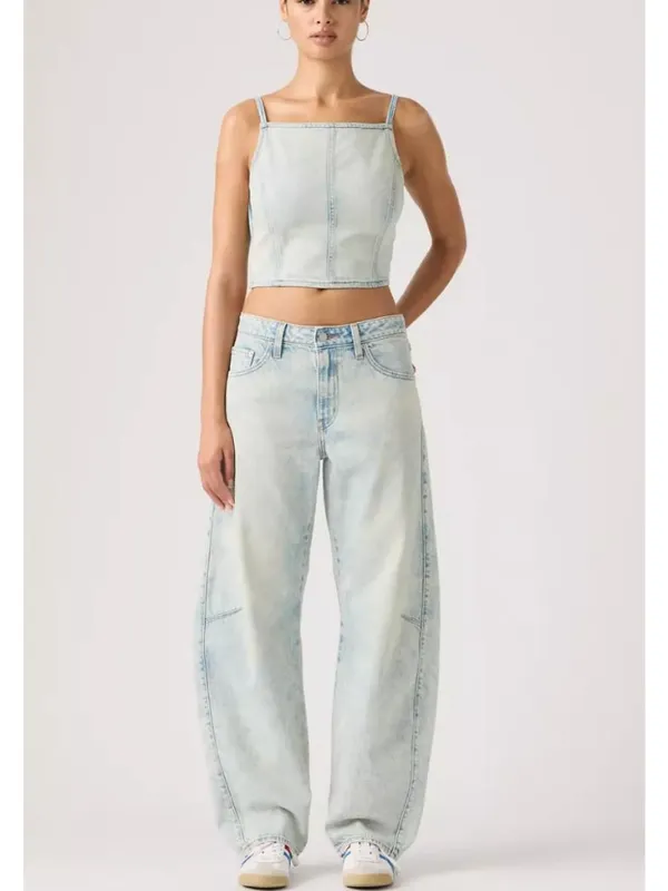New Levi's Premium 25x32 Baggy Dad Barrel Women's Jeans Cielito Lindo Acid Light - Image 5