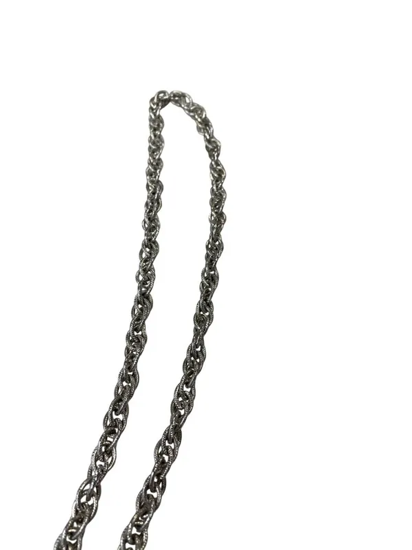 Vintage silver tone rope tasseled Lariat 29" statement chain necklace SKU 10-754 - Image 4