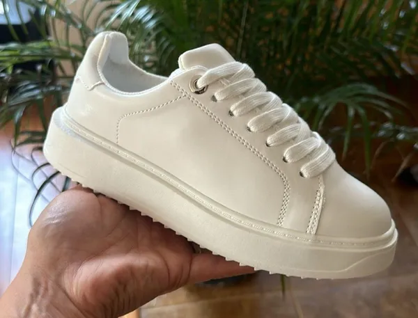 Soda White Vegan Leather Sneakers - Image 7
