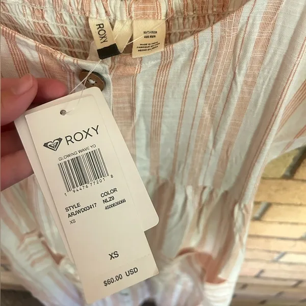 NWT ROXY Women's Glowing Wave Sleeveless Yarn Dye Dress Orange & White Size XS - Image 4