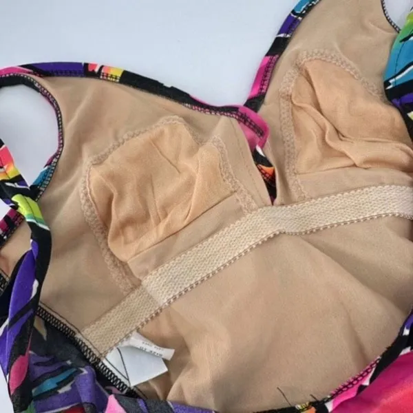 Vintage Catalina 1960s/70s Floral Swimsuit Size 10 Made in USA Neon Abstract‎ - Image 8