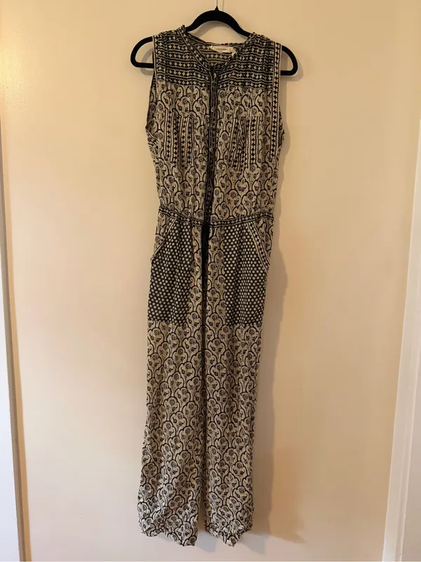 Isabel Marant HekoBlack & White Printed Sleeveless Tie-Waist Jumpsuit sz 36 SX-M - Image 7