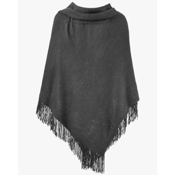 NEW Loose Fitting Poncho Cape Shawl Stylish Horn Button One Size - Image 2