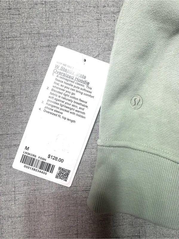 Women's Steady State Oversized Fog Green Athletic Hoodie Sweatshirt Medium NWT - Image 9