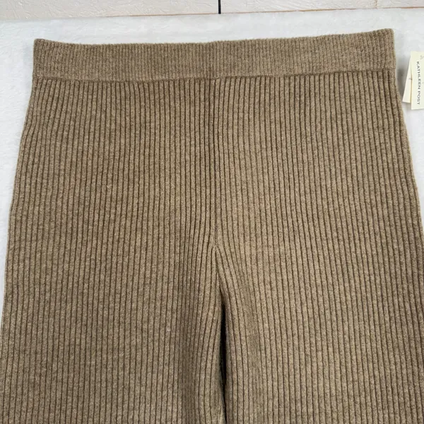 Abercrombie XXL Knit Pants Kathleen Post Ribbed Wide Leg Tan High Rise Cozy NEW - Image 4