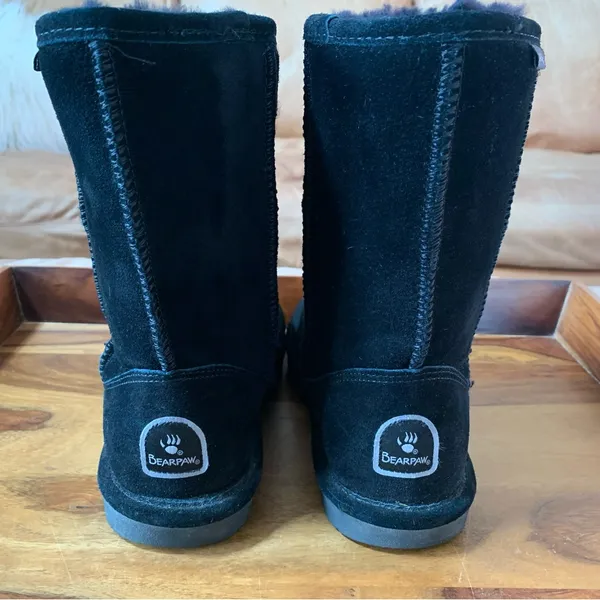 BearPaw Black Winter Sherpa Suede Boots - Image 2