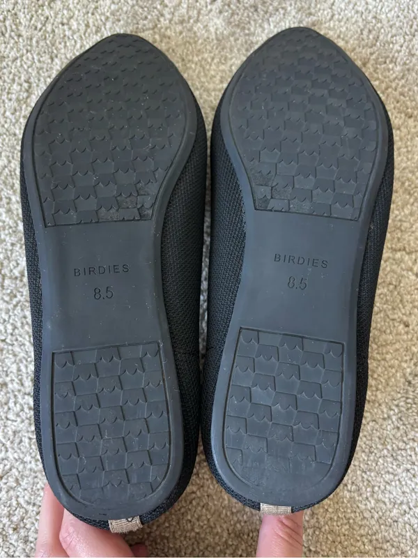 Birdies Blackbird Black Tan Slide On Flats Knit Comfort Preppy Pointed Toe - Image 7