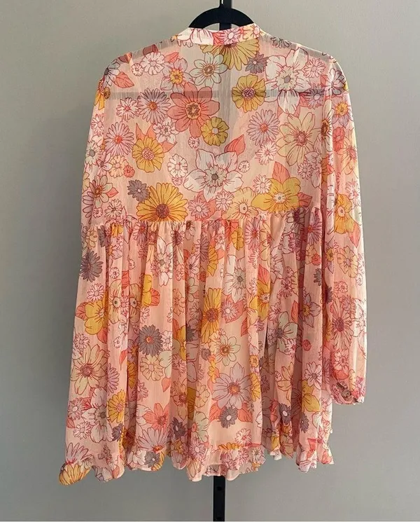 By Together Sheer Chiffon Floral Printed Mini Dress Size Medium - Image 2