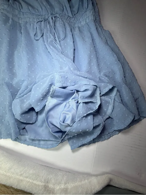 Altar'd State Pale Blue Swiss Dot Ruffle Romper excellent condition - Image 6