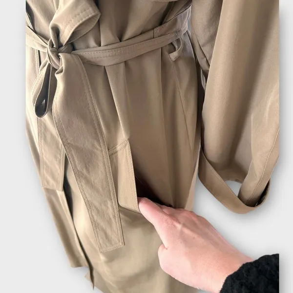 Brooks Brothers Belted Trench Coat Water Repellent Wool Lining Women's 8 Minimal - Image 8