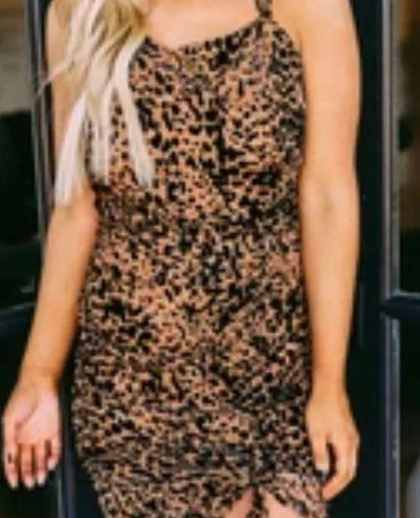 TheseThree Boutique Rushed Leopard Criss Cross Dress - Image 3