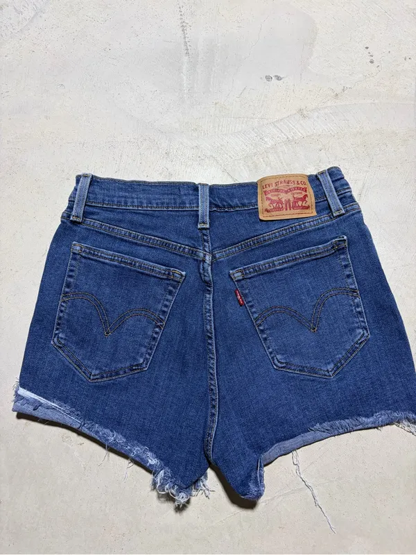 Levi’s high rise Blue Distressed Denim Shorts 28 - Image 4