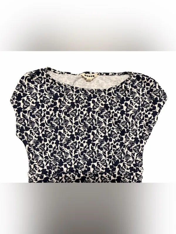 Boden Florrie Floral Jersey Dress In French Navy Tulip Size 6P - Image 5