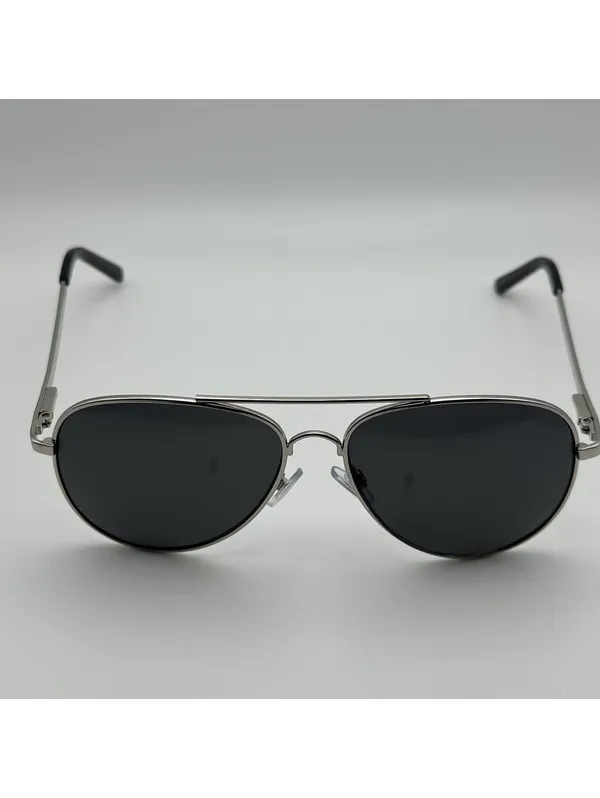 Banana Republic Aviator Sunglasses Silver Frame Black Lenses - Image 3