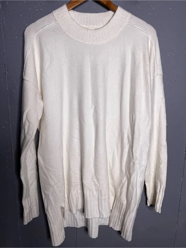 Free People Phoebe Pullover Sweater Size M Oversized Tunic in Ivory - Image 4