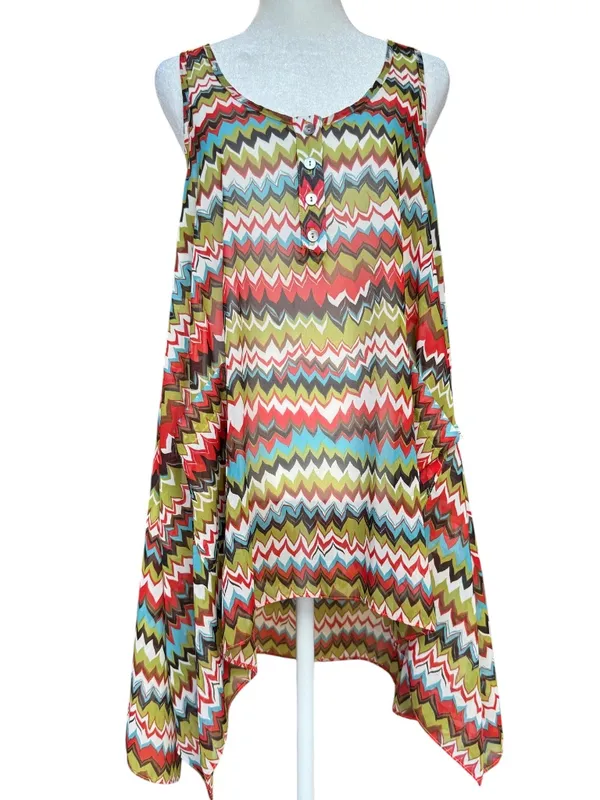 Uncle Frank Sheer Tunic Blouse Sz M - Image 2