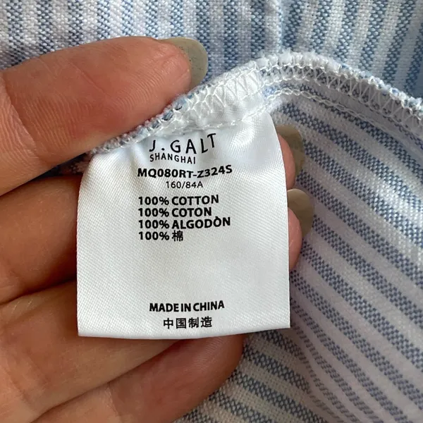 John Galt Button Up Shirt Womens One Size Blue White Striped Seersucker Preppy - Image 7