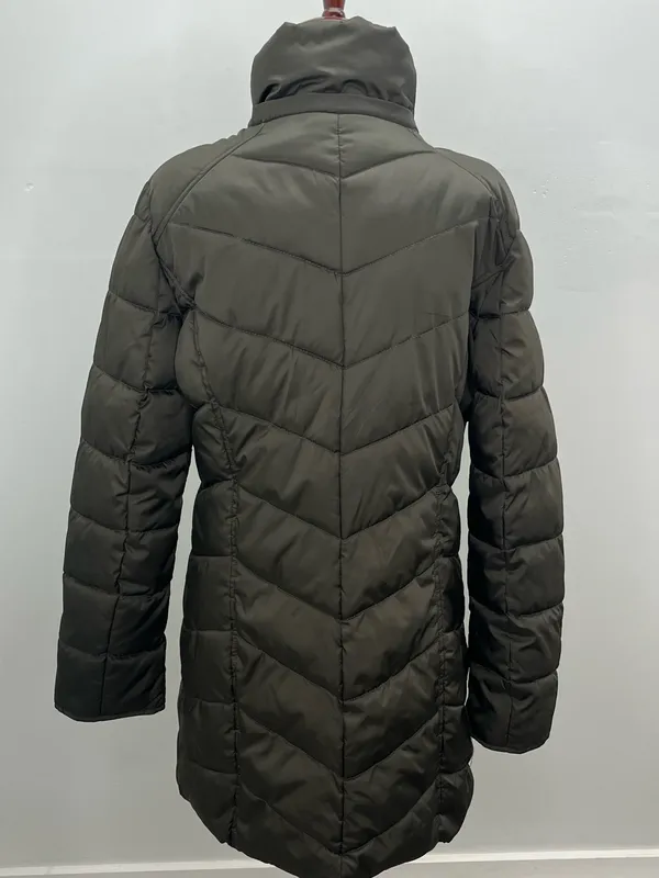 Kenneth Cole New York Olive Green Womens Quilted Puffer Coat Jacket Size Medium - Image 6