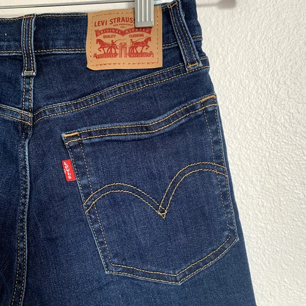 Levi's High Rise Cutoff Denim Shorts in‎ Dark Blue Wash - Image 3