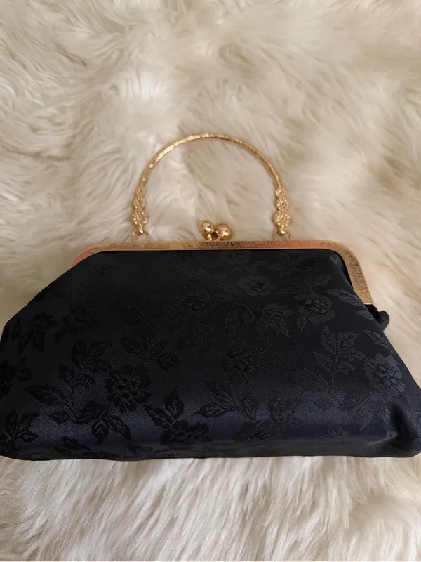 SHEIN Black Jacquard Evening Clutch with Gold Frame - Image 8
