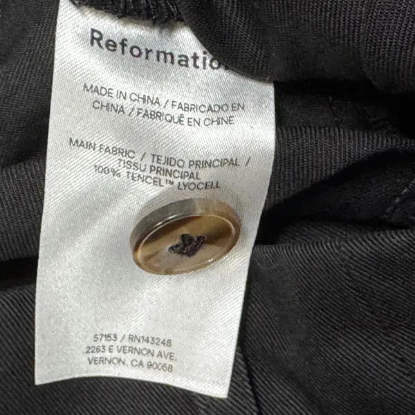 Reformation‎ manson Black Pleated Wide Leg Trousers Pants Size 4 - Image 6