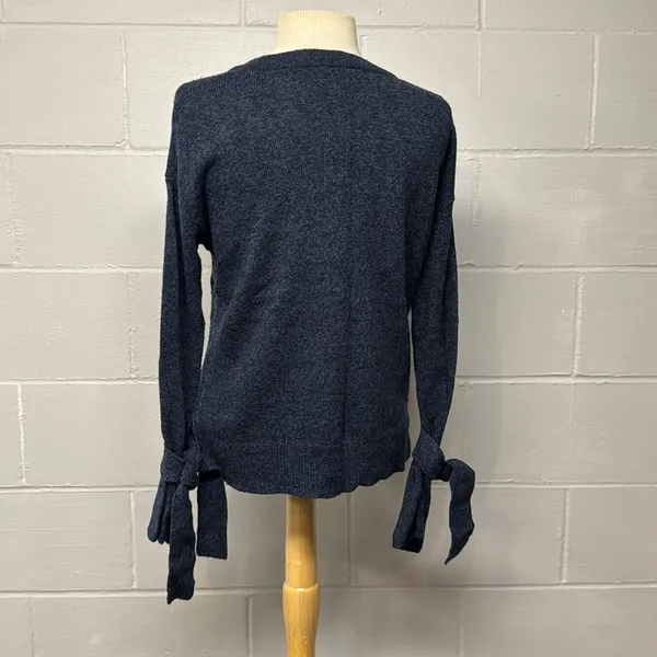 Madewell Marled Baltic Blue Tie Cuff Pullover Sweater Size XXS - Image 6