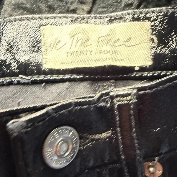 We the Free Phoenix coated skinny high rise ribcage jeans liquid black size 24. - Image 5