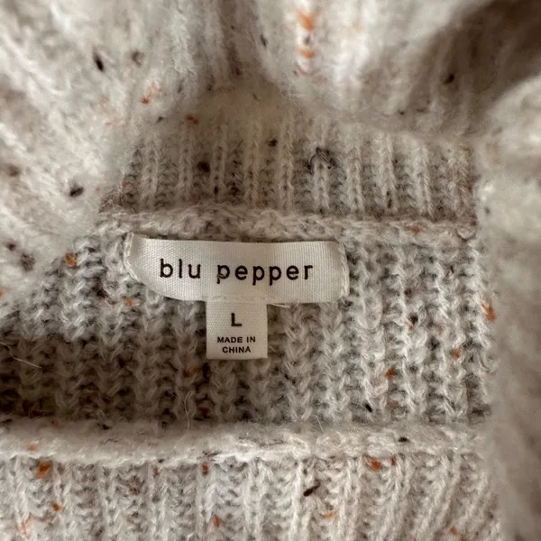 Blu Pepper Tunic Sweater Dress Women's Large Turtleneck Chunky Cream Knit - Image 5