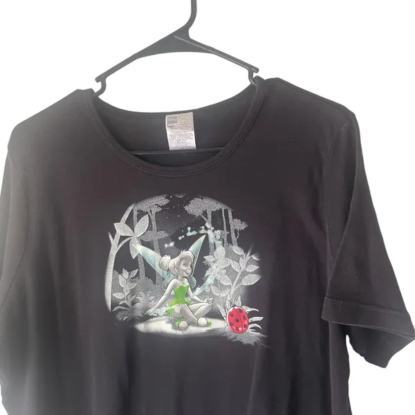 Vintage Disney Tinkerbell Women's Plus Size 2X Fairy Grunge Black‎ T Shirt - Image 2