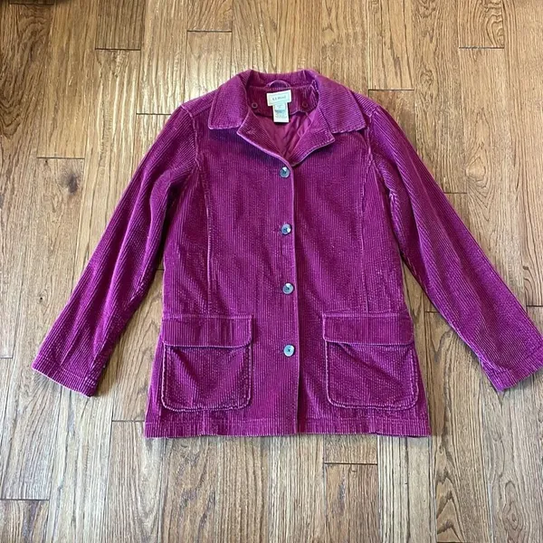 L.L. Bean pink corduroy lined jacket size medium - Image 12