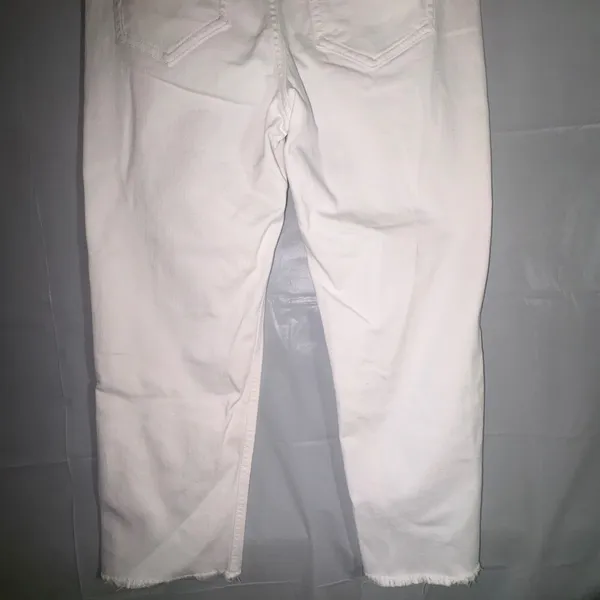 J. Jill Denim Womens White High Rise Straight Leg Crop Raw Hem Jeans 4 Petite - Image 8